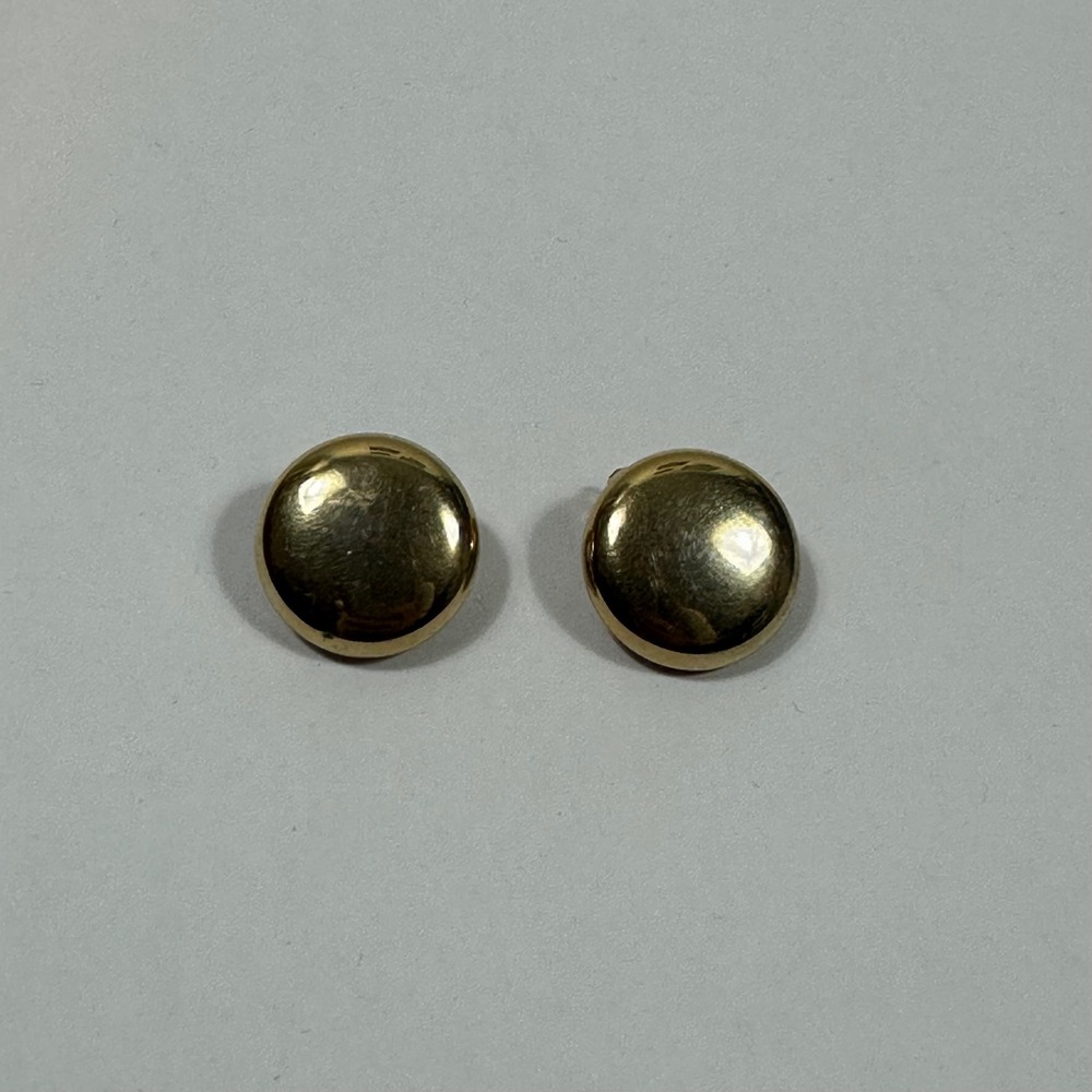 Vintage Gold Tone Clip On Button Shaped Earrings Elegant‎ Grandma Core Minimal